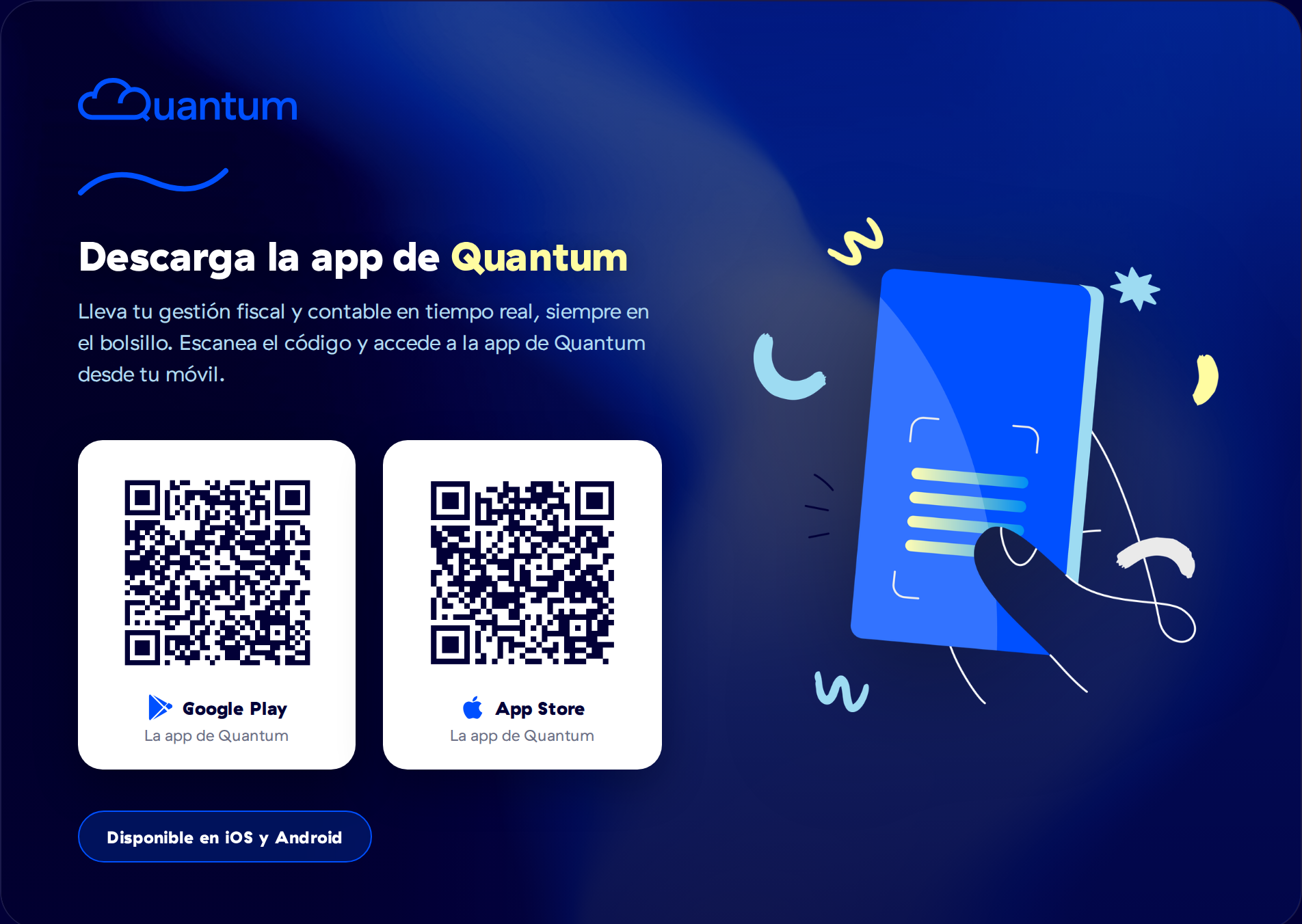 Descarga la app de Quantum: códigos QR para Google Play y App Store